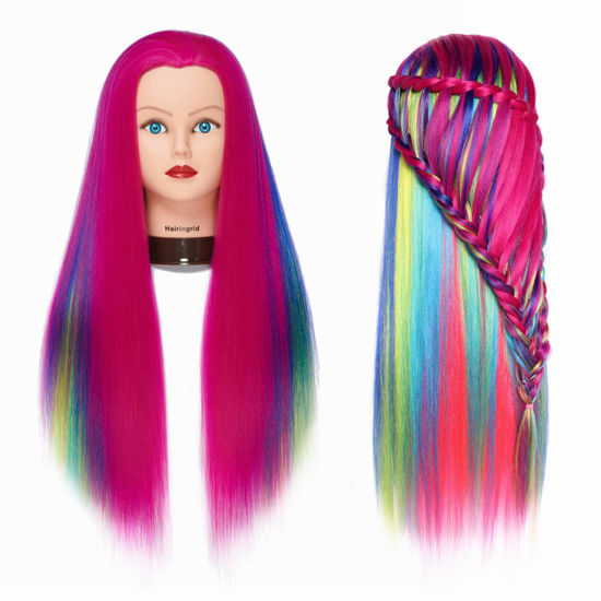Picture of Hairingrid 26"-28" Mannequin Head Hair Styling Training Head Manikin Cosmetology Doll Head Synthetic Fiber Hair and Free Clamp Holder (R71919W0320)