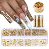 Picture of VOTACOS Nail Art Rhinestones Flatback Rhinestones Gold Nail Charms Multi Shapes Crystal Nail Art Supplies Mixed Nail Glitter Gold Foil Design Nail Gems Nail Accessories for Women Nail Decorations.