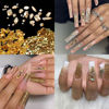 Picture of VOTACOS Nail Art Rhinestones Flatback Rhinestones Gold Nail Charms Multi Shapes Crystal Nail Art Supplies Mixed Nail Glitter Gold Foil Design Nail Gems Nail Accessories for Women Nail Decorations.