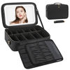 Picture of Relavel Travel Makeup Bag With LED Mirror, 16.2" Large Makeup Train Case, 3 Color Scenarios Adjustable Brightness, Waterproof Makeup Train Case Organizer with DIY Dividers for Makeup Artist, Black