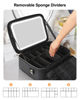 Picture of Relavel Travel Makeup Bag With LED Mirror, 16.2" Large Makeup Train Case, 3 Color Scenarios Adjustable Brightness, Waterproof Makeup Train Case Organizer with DIY Dividers for Makeup Artist, Black