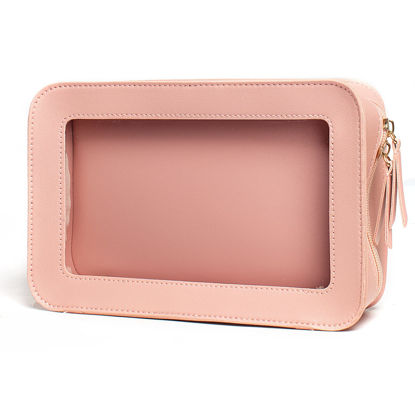 Picture of LETGO Clear Makeup Bags, TSA Approved Toiletry Bag with Zipper, Clear Makeup Organizer Fit Carry-on Travel Essentials,Clear Cosmetic Bags for Women Men (C-Pink)