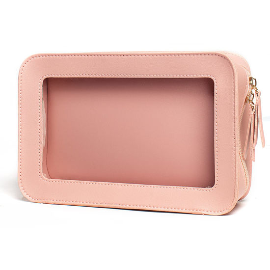 Picture of LETGO Clear Makeup Bags, TSA Approved Toiletry Bag with Zipper, Clear Makeup Organizer Fit Carry-on Travel Essentials,Clear Cosmetic Bags for Women Men (C-Pink)