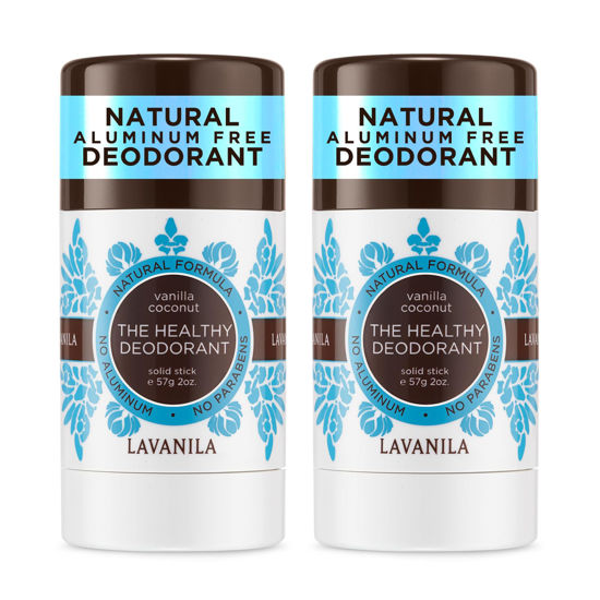 Picture of Lavanila Natural Aluminum Free Deodorant 2-Pack, Vanilla Coconut - The Healthy Deodorant for Men and Women, Solid Stick (2 Ounce Each), Vegan