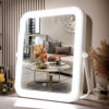 Picture of PRIMETEK LED Vanity Mirror with Gift Box, 10"x8" Lighted Hollywood Makeup Mirror, Portable Travel Makeup Mirror with Lights, 3-Color Lighting, 5X Magnification, for Vanity Desk, Bedroom, Gifts for Her