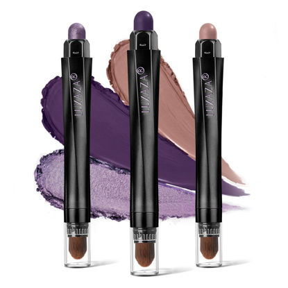 Picture of LUXAZA 3PCS Cream Eyeshadow Stick Set,Pro Longwear Purple Eye Shadow Sticks Pencil Crayon-Grape Glam