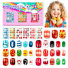 Picture of 144 Pieces 6 Pack Kids Press on Nails Artificial Fake Nails for Kids Girls Pre Glue Full Cover Short Acrylic False Nail Tips Art Kits Gifts for Kids Girls Nail Art Decoration (Christmas Pattern)