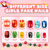 Picture of 144 Pieces 6 Pack Kids Press on Nails Artificial Fake Nails for Kids Girls Pre Glue Full Cover Short Acrylic False Nail Tips Art Kits Gifts for Kids Girls Nail Art Decoration (Christmas Pattern)