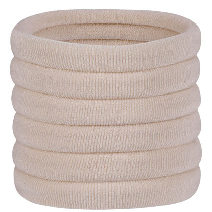 Picture of 60 Pcs 2 Inch Blonde No Damage Hair Ties for Women Thick Hair, Large Soft Seamless Nylon Fabric Elastic Hair Ties Ponytail Hair Holders Hair Elastics Hair Band for Women