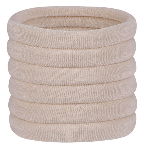Picture of 60 Pcs 2 Inch Blonde No Damage Hair Ties for Women Thick Hair, Large Soft Seamless Nylon Fabric Elastic Hair Ties Ponytail Hair Holders Hair Elastics Hair Band for Women