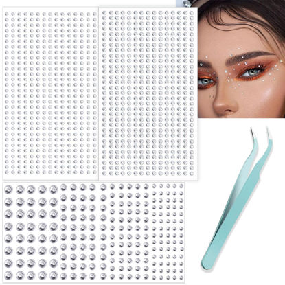 Picture of NOOEPC Face Gems Hair Gems, Self-Adhesive Face Jewels Eye Jewels Rhinestones 2.5/3/4/5/6 mm DIY Face Gems Stick on, Hair Body Rhinestones Gems Crystals Pearls for Face Eyes Makeup Body, Crafts