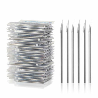 Picture of ATOMUS Body Piercing Needles, 14G 16G Stainless Steel Sterile Disposable Ear Nose Navel Nipple Lip Piercing Needles (100pcs 16G)