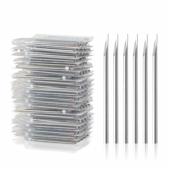 Picture of ATOMUS Body Piercing Needles, 14G 16G Stainless Steel Sterile Disposable Ear Nose Navel Nipple Lip Piercing Needles (100pcs 16G)