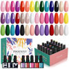 Picture of PHOENIXY 24 PCS Gel Nail Polish, Fall Colors Gel Nail Polish Set Nail Polish Set with Base Glossy Matte Top Coat Black Purple Red Nail Kit Gifts for Women (PCB9028)