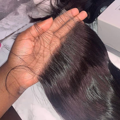 Picture of BEEOS 6x6 SKINLIKE Real HD Lace Closure Only, Body Wave 0.10mm Ultra-thin Melted Swiss Lace Closure Piece Pre Plucked Natural Hairline Natural Black Color 12 Inch