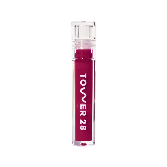 Picture of Tower 28 ShineOn Lip Jelly, WILD, Non-Sticky, Hydrating Vegan Lip Gloss in Sheer-ish Raspberry, Moisturizing Apricot and Raspberry Seed Oil, Clean, Cruelty Free