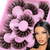 Picture of Focipeysa Dramatic Eyelashes Fluffy Faux Mink Lashes 22mm Long False Eyelashes D Curl Eyelashes that Look Like Extension 5 Pairs Pack