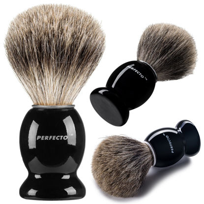 Picture of Perfecto 100% Pure Badger Shaving Brush-Black Handle- Engineered for The Best Shave of Your Life. for, Safety Razor, Double Edge Razor, Straight Razor or Shaving Razor, Its The Best Badger Brush.
