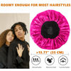 Picture of Bonnet for Men,Hair Bonnet for Sleeping,Double Layer Satin Bonnets for Black Women Curly Hair Braids,Reversible Sleep Cap (Large,Black/Hot Pink)