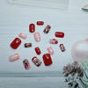 Picture of Christmas Press on Nails Short - 24 Pcs Cute Fake Nails Press ons Xmas Glue on Nails with Santa Claus Elk Snowflake Design Stick on Nails Extra Short Red False Nails for Women DIY Decorations
