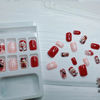 Picture of Christmas Press on Nails Short - 24 Pcs Cute Fake Nails Press ons Xmas Glue on Nails with Santa Claus Elk Snowflake Design Stick on Nails Extra Short Red False Nails for Women DIY Decorations