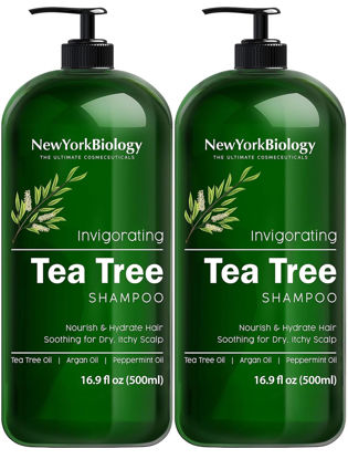Picture of New York Biology Tea Tree Shampoo - Deep Cleanser - Relief for Dandruff and Dry Itchy Scalp - Therapeutic Grade - Helps Promote Hair Growth - 16.9 fl Oz - Pack of 2