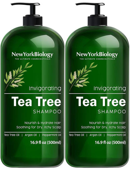 Picture of New York Biology Tea Tree Shampoo - Deep Cleanser - Relief for Dandruff and Dry Itchy Scalp - Therapeutic Grade - Helps Promote Hair Growth - 16.9 fl Oz - Pack of 2