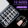 Picture of Gelike ec Short Almond False Nail Tip Kit, Soft Gel Full Cover Press on Nail Tips, Clear Gelly Tips Pre-Buff PMMA,12 Sizes- 120PCS