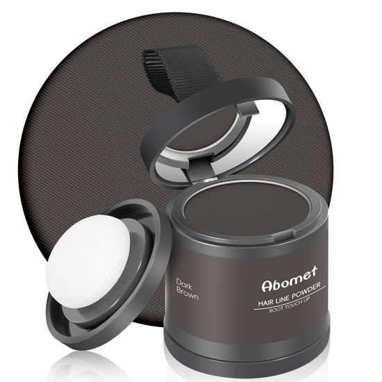 Picture of Abomet Hairline Powder Instantly Conceals Hair Loss, Root Touch Up Hair Color Powder, Hair Toppers for Women Men, Hair Fibers for Thinning Hair, Root Cover Up lasting 24 hours (Dark Brown, 0.35)