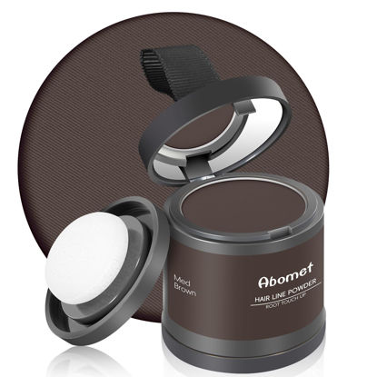 Picture of Abomet Hairline Powder Instantly Conceals Hair Loss, Root Touch Up Hair Color Powder, Hair Toppers for Women Men, Hair Fibers for Thinning Hair, Root Cover Up lasting 24 hours (Medium Brown, 0.35)
