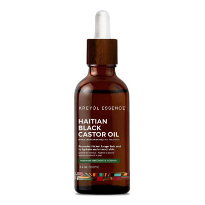 Picture of Kreyol Essence - Haitian Black Castor Oil for Skin and Hair, Glass Bottle - Fuller-Looking Hair, Hexane Free, Natural Humectant