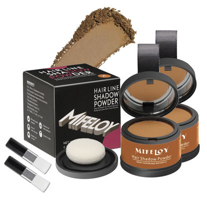 Picture of MIFELOY 2 Pack Root Touch Up Powder, Hair Color for Grays, Root Coverage for Women and Men, Concealer for Beard Line, Eyebrow, and Thinning Grey Hairline, Light Brown