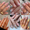 Picture of 6 Packs (144 Pcs) Press on Nails Short - Jsiallye Flower Press on Nails Almond, Oval French Tip Press on Nails, Glue on Nails in 12 Sizes - 24 Fake Nails Kit, Stick on Nails for Women