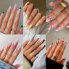 Picture of 6 Packs (144 Pcs) Press on Nails Medium, Jsiallye Press on Nails Ballet with Daisy, Flower Press on Nails Almond, Glue on Nail in 12 Sizes - 24 Fake Nails Kit, Stick on Nails for Women
