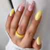 Picture of 6 Packs (144 Pcs) Press on Nails, Jsiallye French Tip Press on Nails Almond Square with Pearl, Flower Swirl Press on Nails, Glue on Nails in 12 Sizes - 24 Fake Nails Kit, Stick on Nails for Women