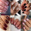Picture of 6 Packs (144 Pcs) French Tip Press on Nails - Jsiallye Wine Red/Black/Milky White Solid Color Short Square Press on Nails, Glue on with Nail in 12 Sizes - 24 Fake Nails Kit, Stick on Nails for Women