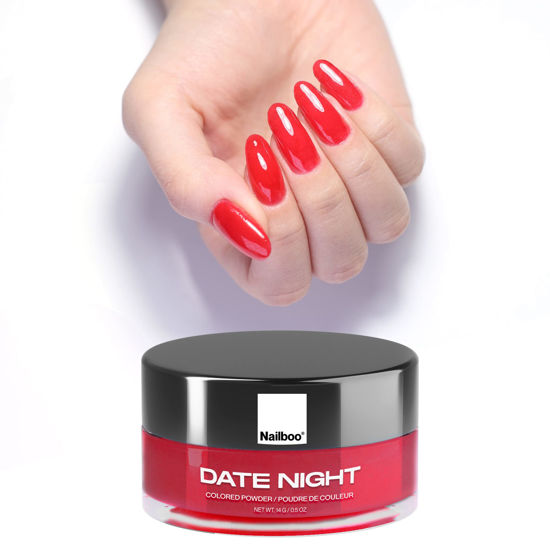 Picture of Nailboo PREMIUM (Classic Red) Date Night Nail Dip Powder DIY Nails Dip Powder Long-Lasting Dip Nails Nail Dip Strengthener No UV Lamp Needed, For use with Nailboo Essential Liquids .5 oz.