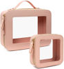 Picture of LETGO Clear Makeup Bags Set - TSA Approved Toiletry Bag with Handle Large Opening, Clear Toiletry Bags Case Pouch for Traveling Travel Car Orangizer Storage Essentials (Mini+Large Pink)