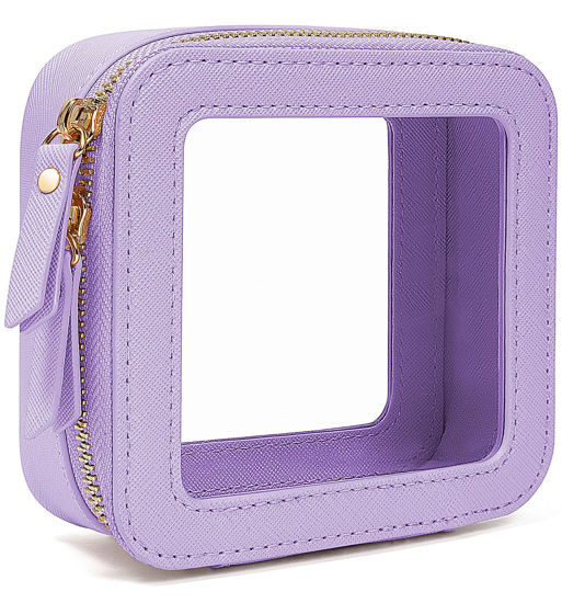 Picture of LETGO Clear Makeup Bags, TSA Approved Toiletry Bag with Zipper, Clear Makeup Organizer Fit Carry-on Travel Essentials,Clear Cosmetic Bags for Women Men (0-Mini-Purple)