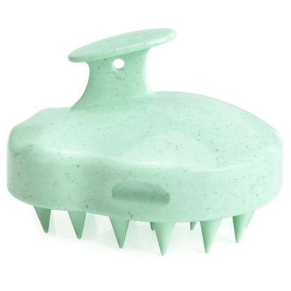 Picture of FREATECH Hair Scalp Massager Shampoo Brush with Soft Silicone Bristles for Scalp Care and Hair Growth, Shower Head Scalp Scrubber Exfoliator for Dandruff, Upgraded Wheat Straw Handle, Mint Green