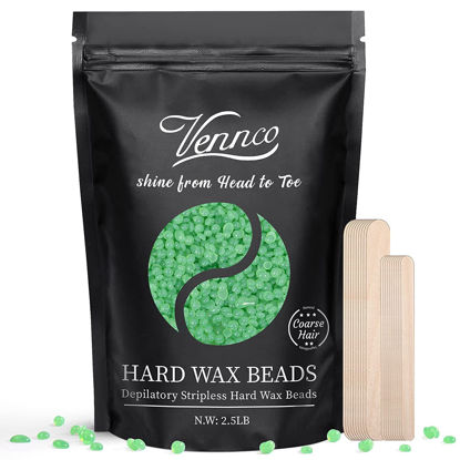 Picture of VENNCO 2.5lb Aloe Wax Beads - Hard Wax Beans for Coarse Hair Removal, Gentle Large Refill for Wax Warmer Kit, At-Home & Professional Smooth Waxing for Sensitive Skin Brazilian Bikini Face Eyebrow Leg