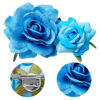 Picture of Topbuti Rose Hair Clip Flower Hairpin Rose Brooch Floral Clips, 4 Pcs Fabric Rose Flowers Hair Clips Mexican Hair Flowers Pin up Headpieces for Woman Girl Wedding Party Mother's Day (Light Blue)