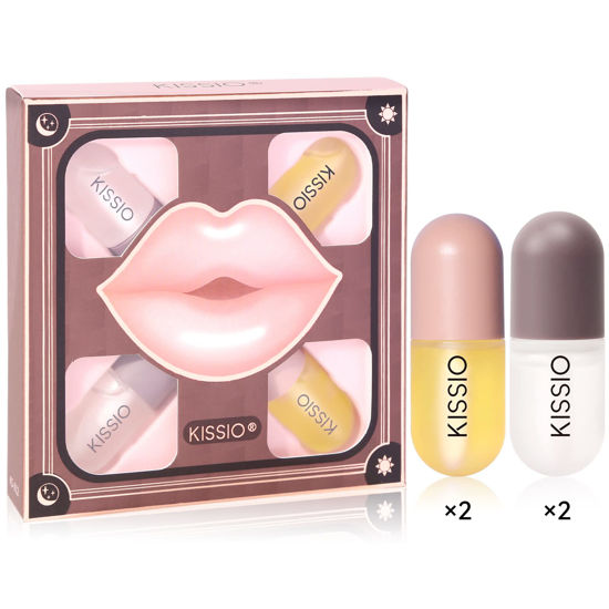 Picture of KISSIO Lip Plumper Set,Natural Lip Plumper and Lip Care,Lip Plumper Gloss,Lip Moisturizing,Day and Night Ues,4PCS Lip Plumper,Cruelty Free,5.5 ml*4
