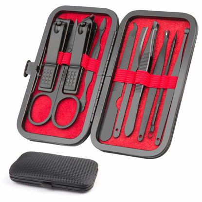 Picture of Manicure Kit, Okom Mens Manicure Set, Mens Grooming Kit, Nail Care Kit, Manicure Kit for Men and Women, Mens Nail Grooming Kit, Nail Kit, Manicure Set Nail Clippers Nail File, Mens Gifts(10PCS)