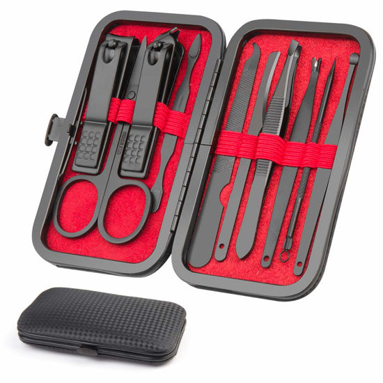Picture of Manicure Kit, Okom Mens Manicure Set, Mens Grooming Kit, Nail Care Kit, Manicure Kit for Men and Women, Mens Nail Grooming Kit, Nail Kit, Manicure Set Nail Clippers Nail File, Mens Gifts(10PCS)