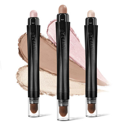 Picture of LUXAZA 3PCS Cream Eyeshadow Stick,Matte And Shimmer Eye shadow Pencil Crayon Brightener Makeup with Crease-proof Formula,Waterproof & Long Lasting Shadow Eyeliner Pen Sets,Champagne Rose