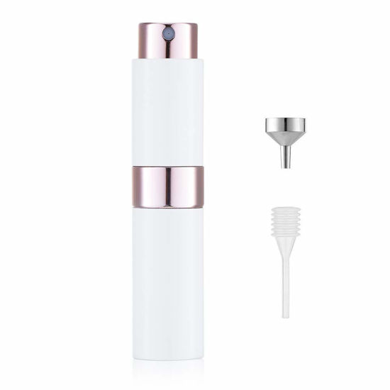 Picture of LISAPACK 8ML Atomizer Perfume Spray Bottle for Travel, Empty Refillable Cologne Dispenser, Portable Sprayer (White)