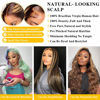 Picture of SPOU Highlight Ombre 13x6 Lace Front Wig Human Hair 28 Inch Body Wave Honey Blonde Glueless HD Transparent Lace Frontal Wigs for Women 180 Density Human Hair Pre Plucked with Baby Hair