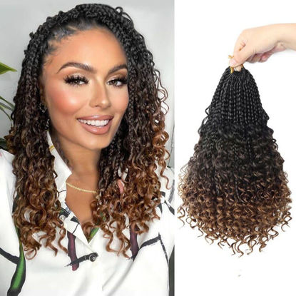 Picture of Goddess Box Braids Crochet Hair With Curly Ends 10 Inch Bohomian Box Braids Crochet Braids 8 Packs 3X Crochet Braids Synthetic Braiding Hair Extension for Black Women (10 Inch (Pack of 8), 1B-4-30)……