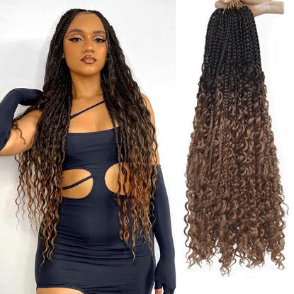 Picture of Goddess Box Braids Crochet Hair With Curly Ends 22 Inch Bohomian Box Braids Crochet Braids 8 Packs 3X Crochet Braids Synthetic Braiding Hair Extension for Black Women (22 Inch (Pack of 8), 4-30)……